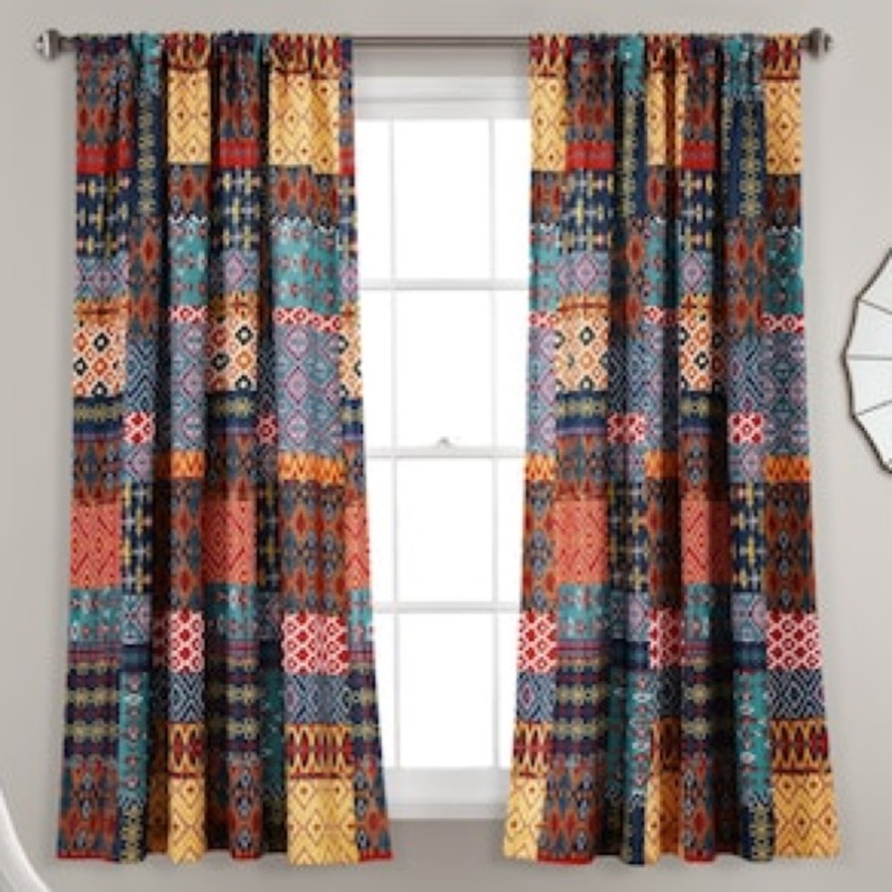 NWT 2 Panels Lush Decor 84” in Multi Block Light filtering Rod pocket Curtains